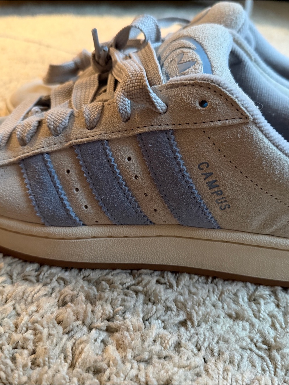 adidas Campus Men's Suede Sneakers in Beige with Gray Stripes